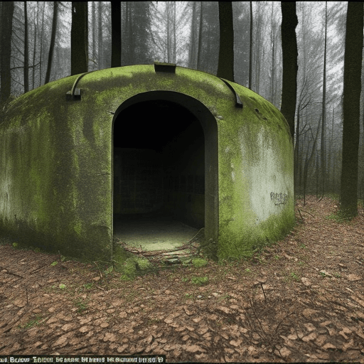 AI generated: Abandoned WW2 german bunker in the forest. dark and eerie atmosphere