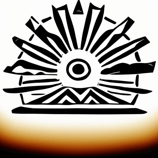 AI generated: aztec stone art, the sun is painted on white background. It is hand drawn, very simple and minimalis...