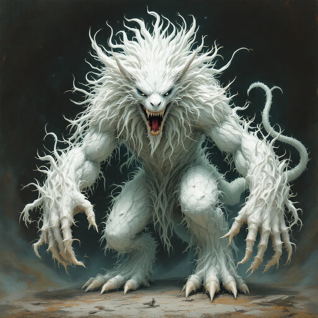 AI generated: A strikingly mystical creature, reminiscent of a large, magical female monster, takes center stage i...