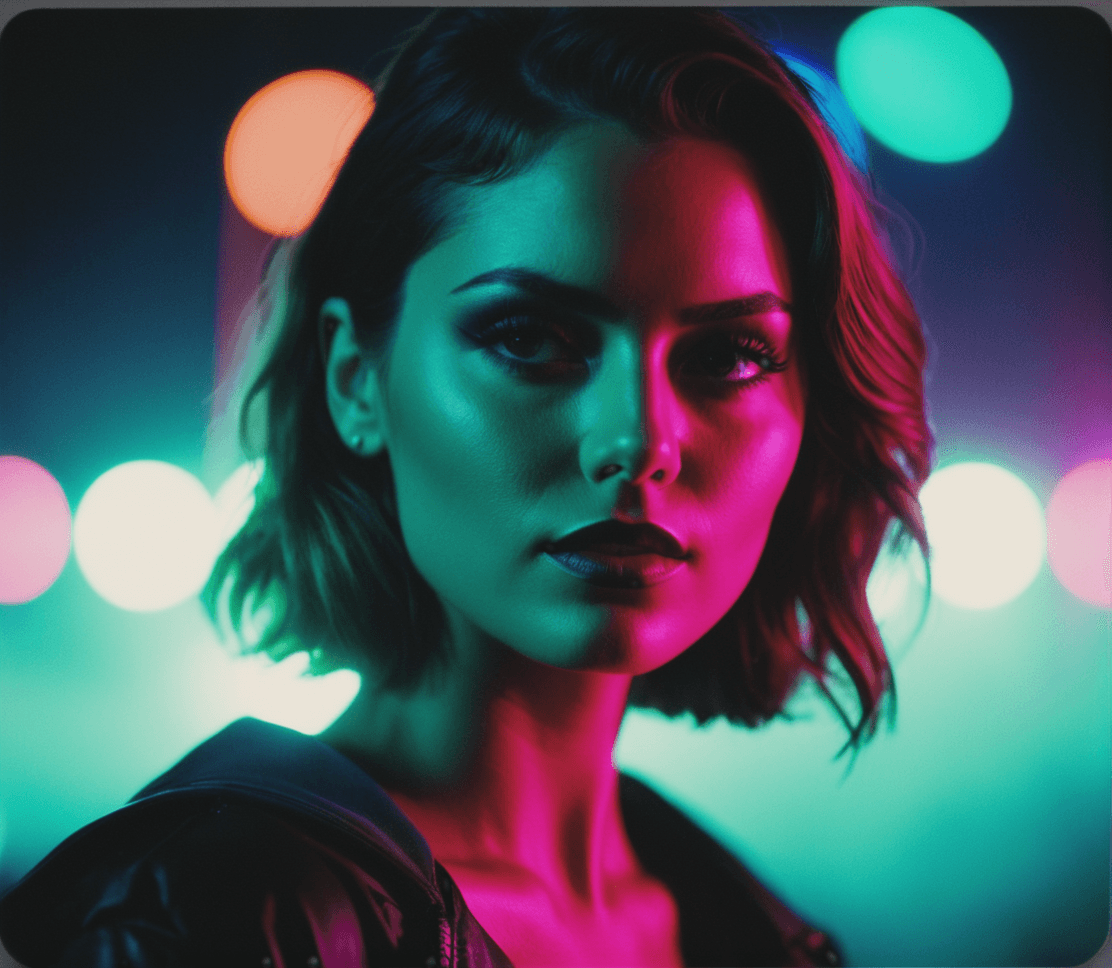 AI generated: modelshoot,pose,close-up,editorial photograph,dark night,film grain,depth of field,analog film style...