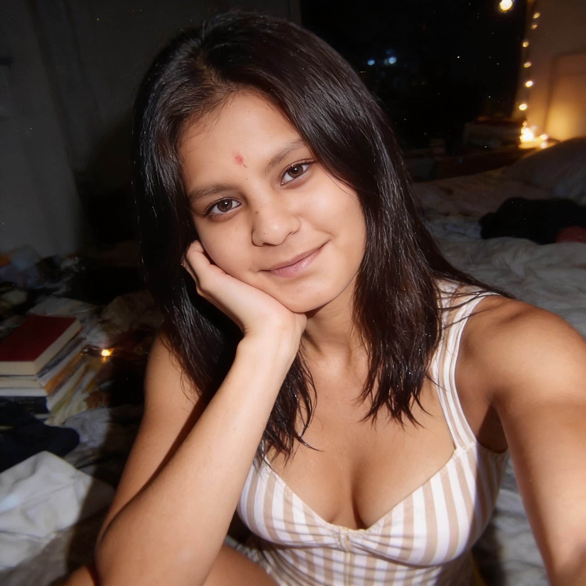 AI generated: Take the face from the input picture. An extremely mediocre iPhone front camera selfie, with no clea...