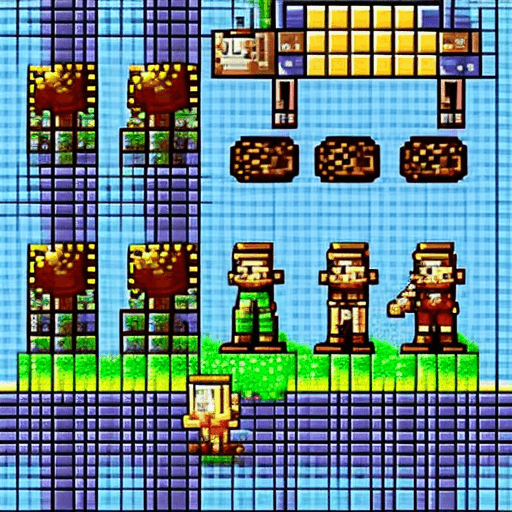 AI generated: pixelart character, video game