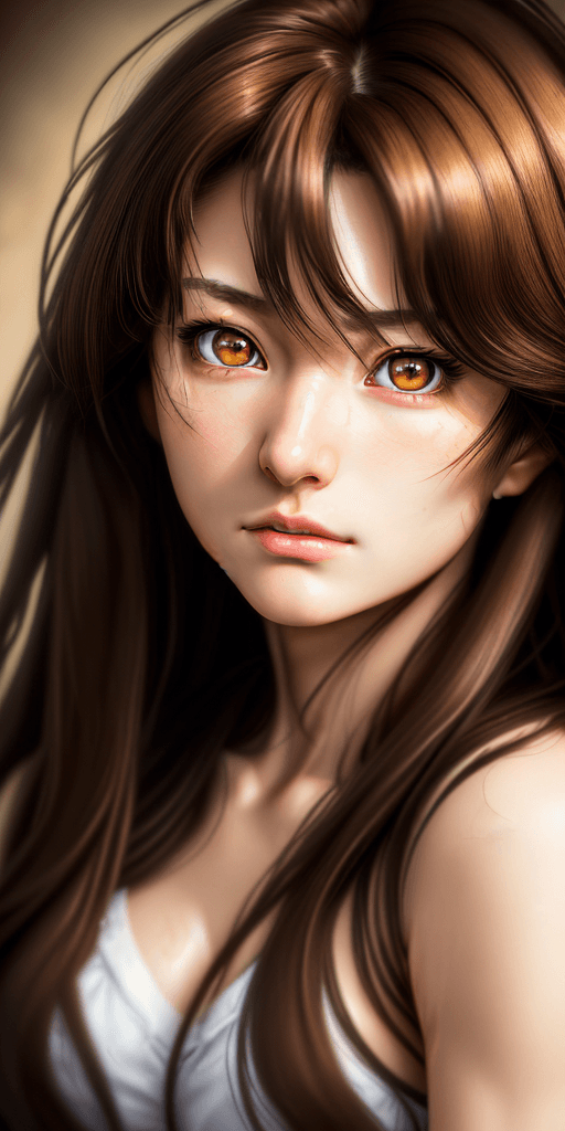 AI generated: 1 Full Body Woman, solo, close-up, (Misato Katsuragi) brown hair, long hair,natural, ((masterpiece) ...