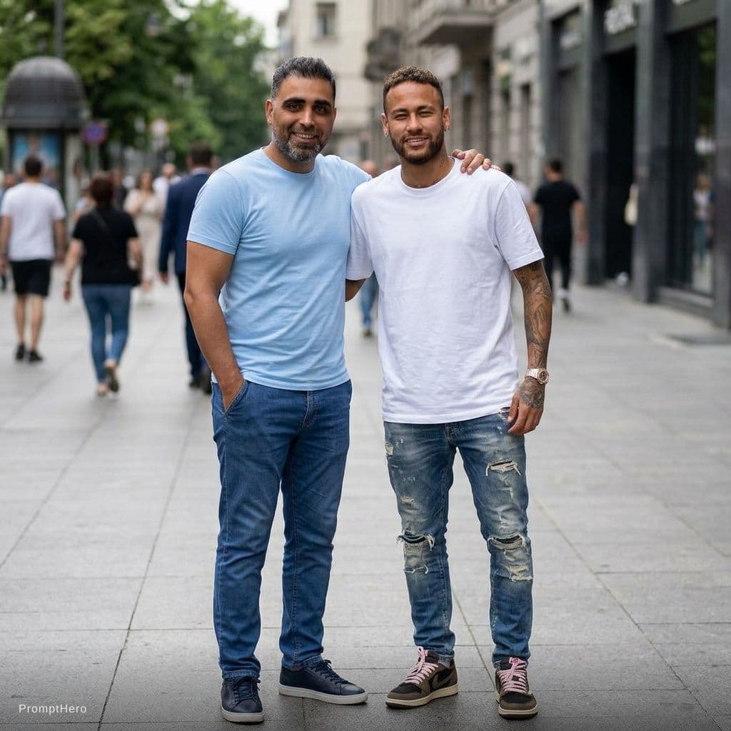 AI generated: Make me stand with neymar jr relastic