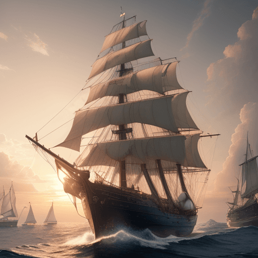 AI generated: Photo of a ultra realistic sailing ship, dramatic light, pale sunrise, cinematic lighting, battered,...