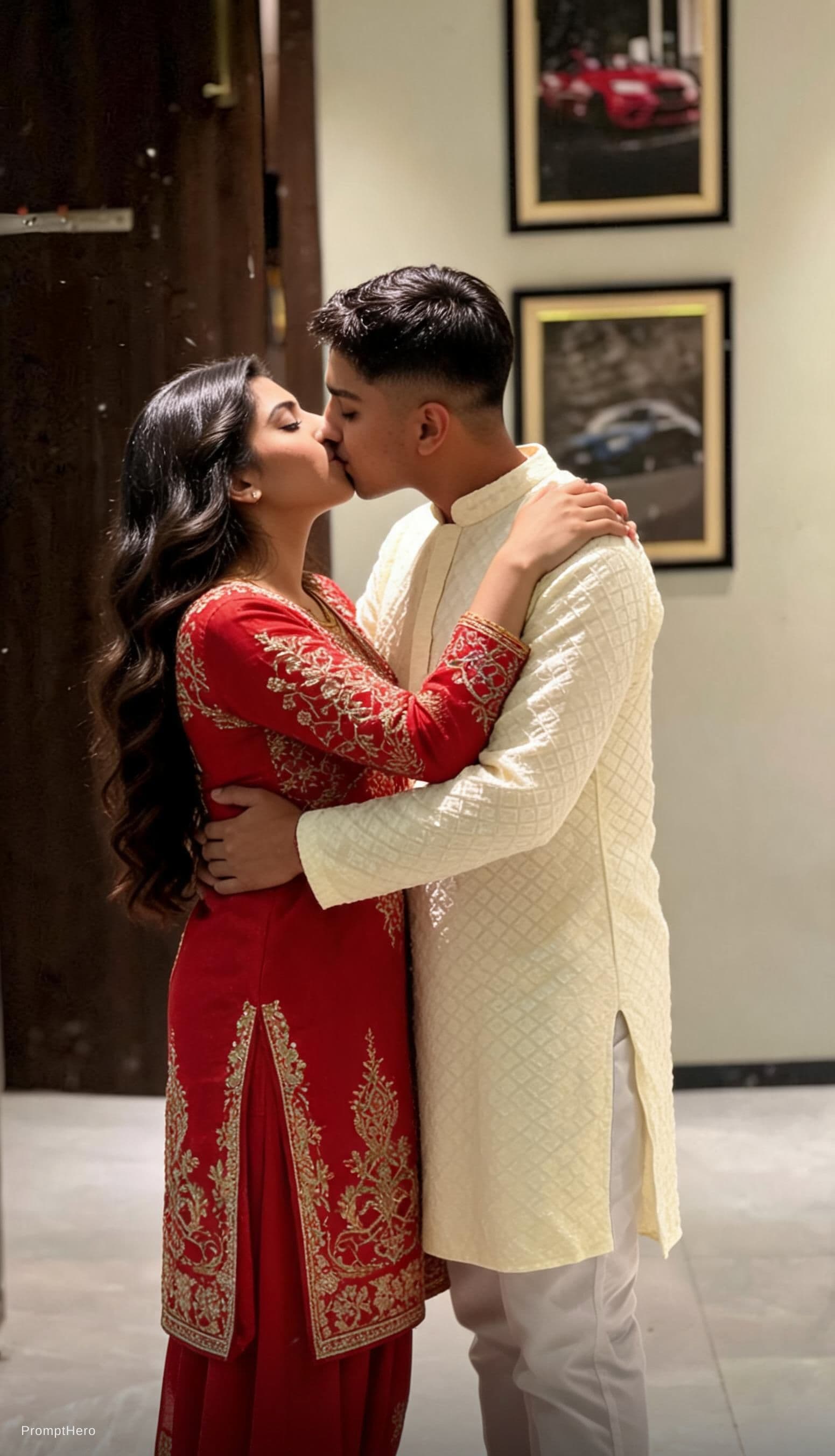 AI generated: indian couple kissing