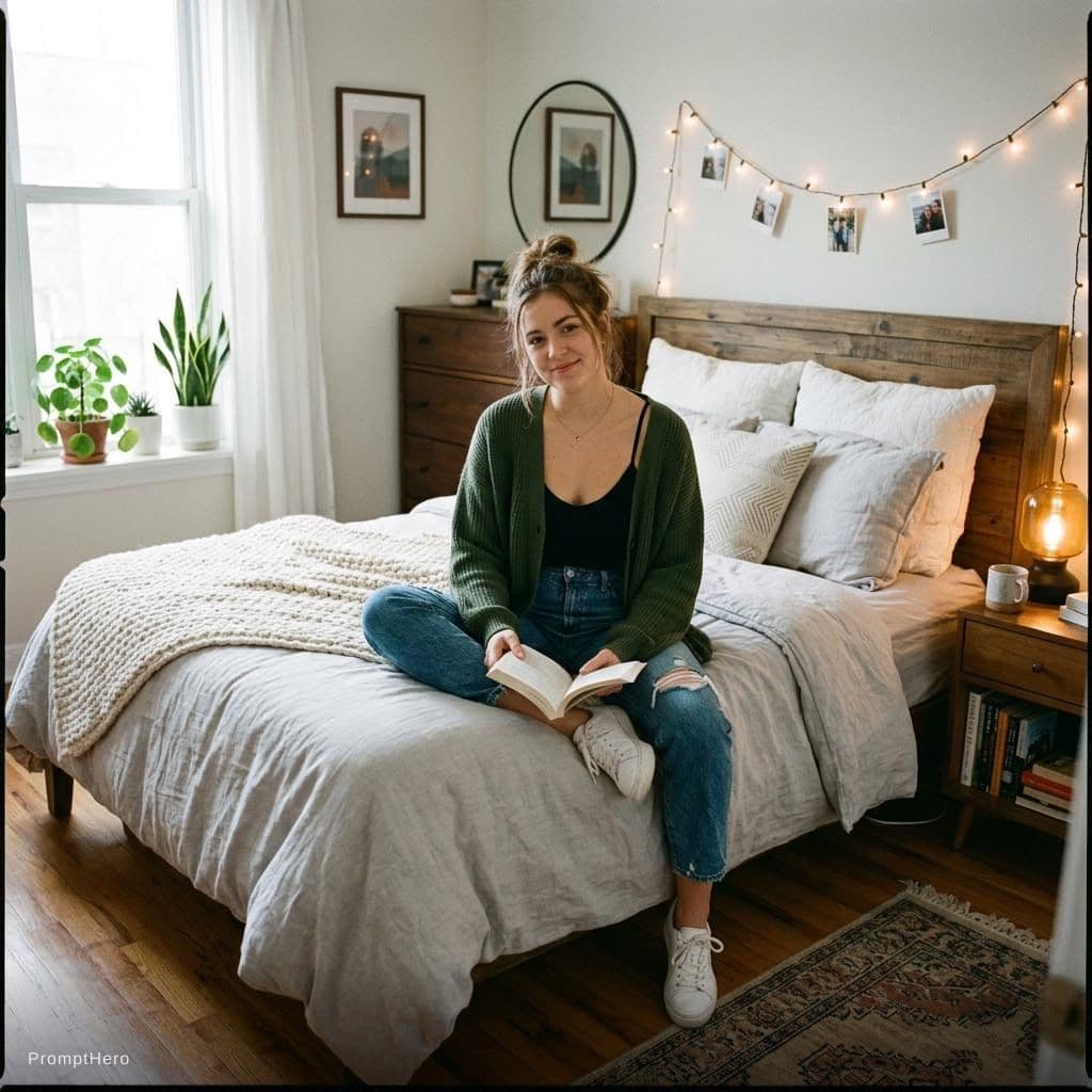 AI generated: My bedroom with a sexy girl in it