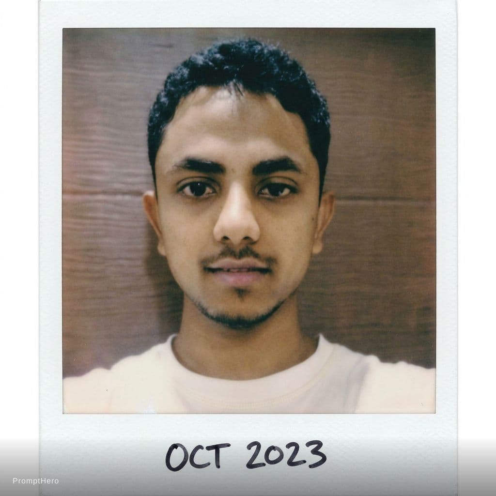 AI generated: An avropoid boy, 18-21 years old, brown hair, high-quality photo portrait, shot on a Polaroid camera...