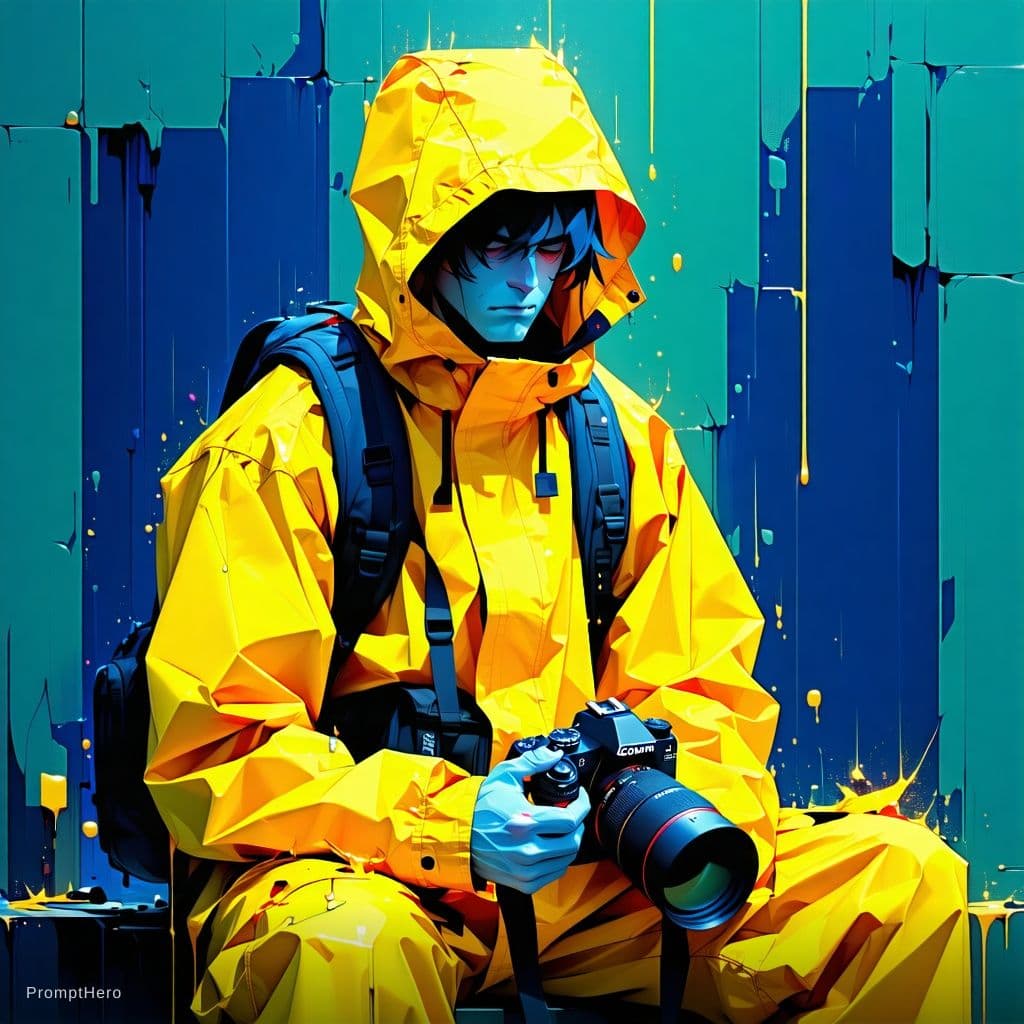 AI generated: absurdres, illustration, male, solo, adult, mature, handsome_male, toned, raincoat, blunt cut,hand o...