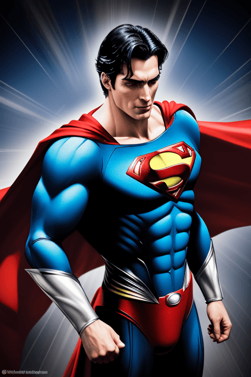 AI generated: Superman transforms into a watch with the design and character of Superman. The watch is blue and re...