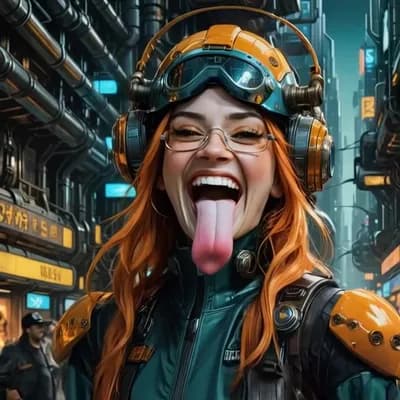AI generated video: mujer se rie y  saca la lengua y hace un corazon con las manos