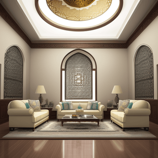 AI generated: High-resolution photography interior design, dreamy sunken living room conversation pit, wooden floo...