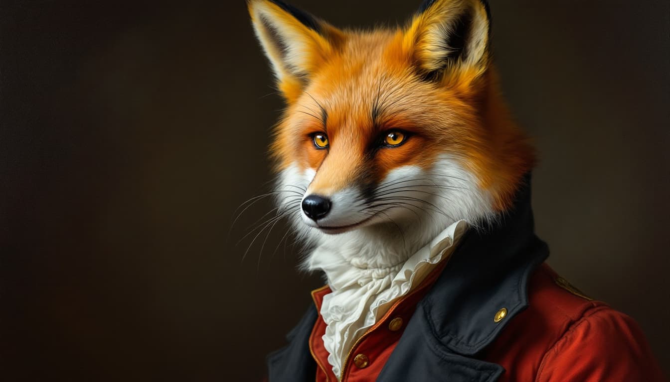 AI generated: Painting portait of a fox dressed as aristocracy