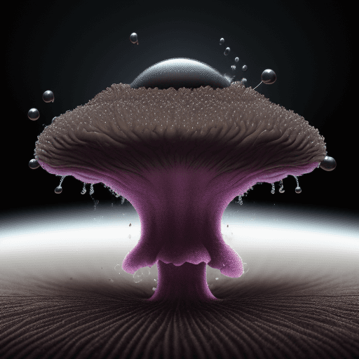 AI generated: create a 320p wide image that has a background image of a spore spreading like ink drop 