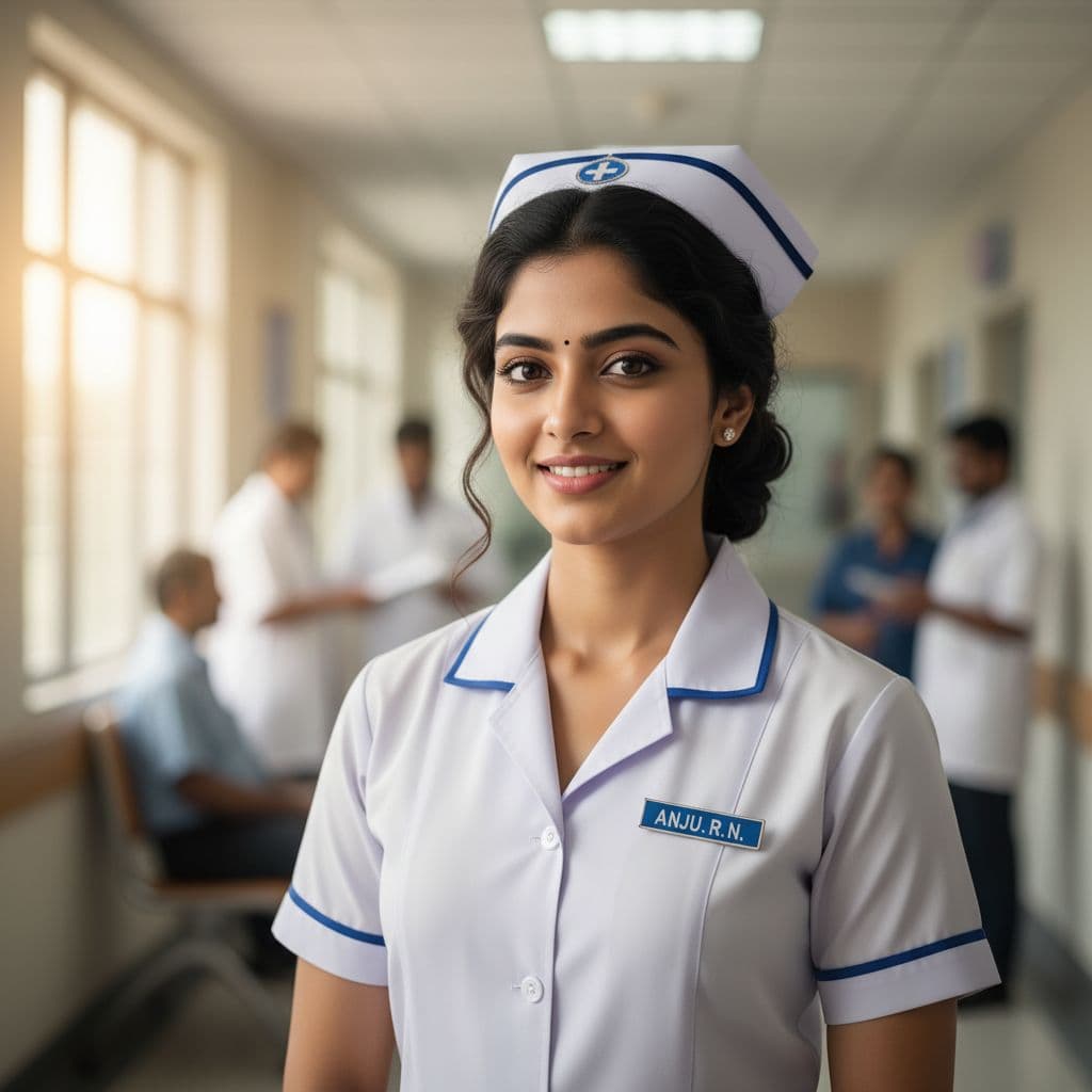 AI generated: An Indian, Kerala nurse. beautiful.