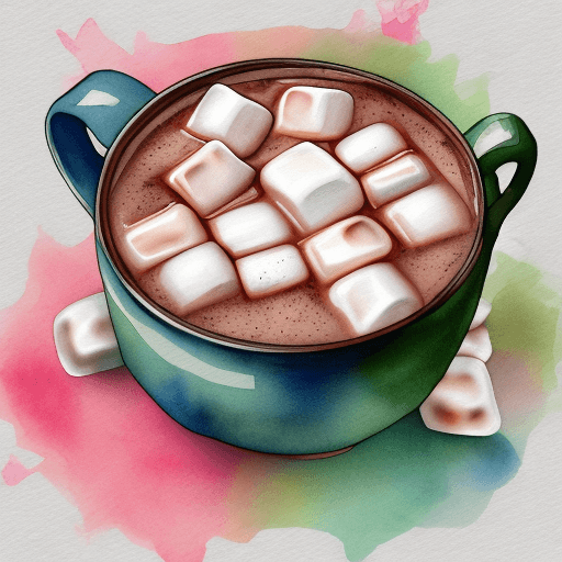 AI generated: Watercolor hot cocoa with marshmallows , muted colors pink with minimalism, Chrismas watercolor clip...