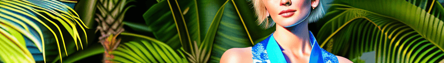 AI generated: HDR photo of beautiful woman with short blonde hair and light blue eyes, wearing a gorgeously detail...