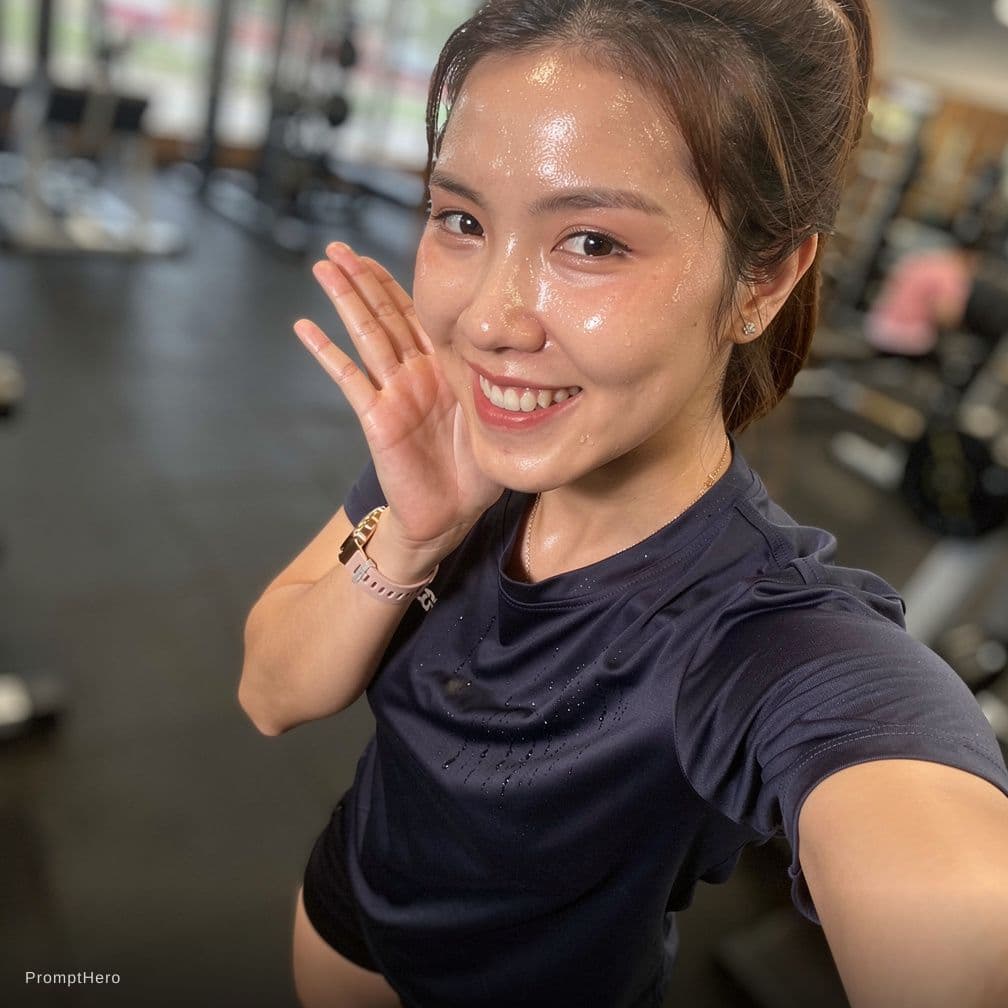 AI generated: Produce a photorealistic, candid, unplanned and sloppy gym photo of a 4'10", average-looking (averag...