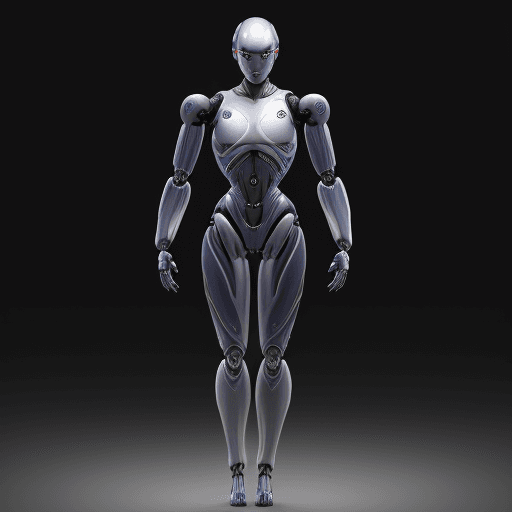 AI generated: Beautiful humanoid Android, full body visible, hyper-realistic, shallow depth of field,