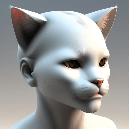 AI generated: cat with human head 3d 