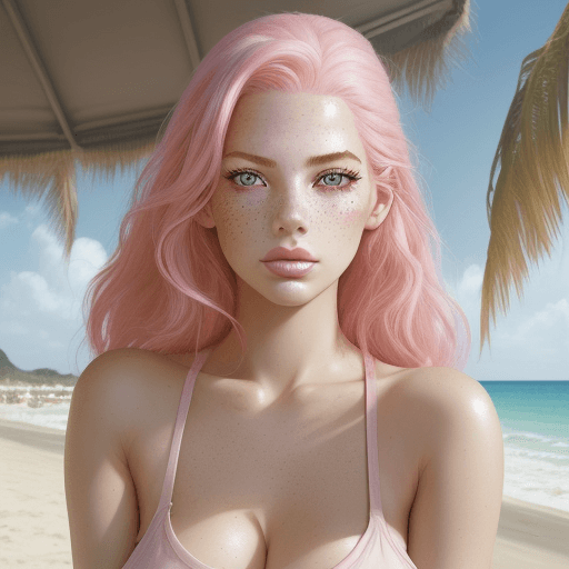 AI generated: a painting of a woman with pink hair, featured on artgerm, vogue journal cover, bill lowe gallery, s...