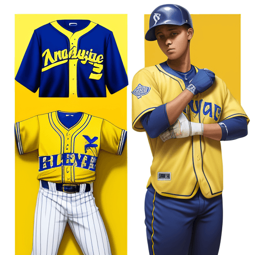 AI generated: Baseball uniform with blue and yellow colors 
