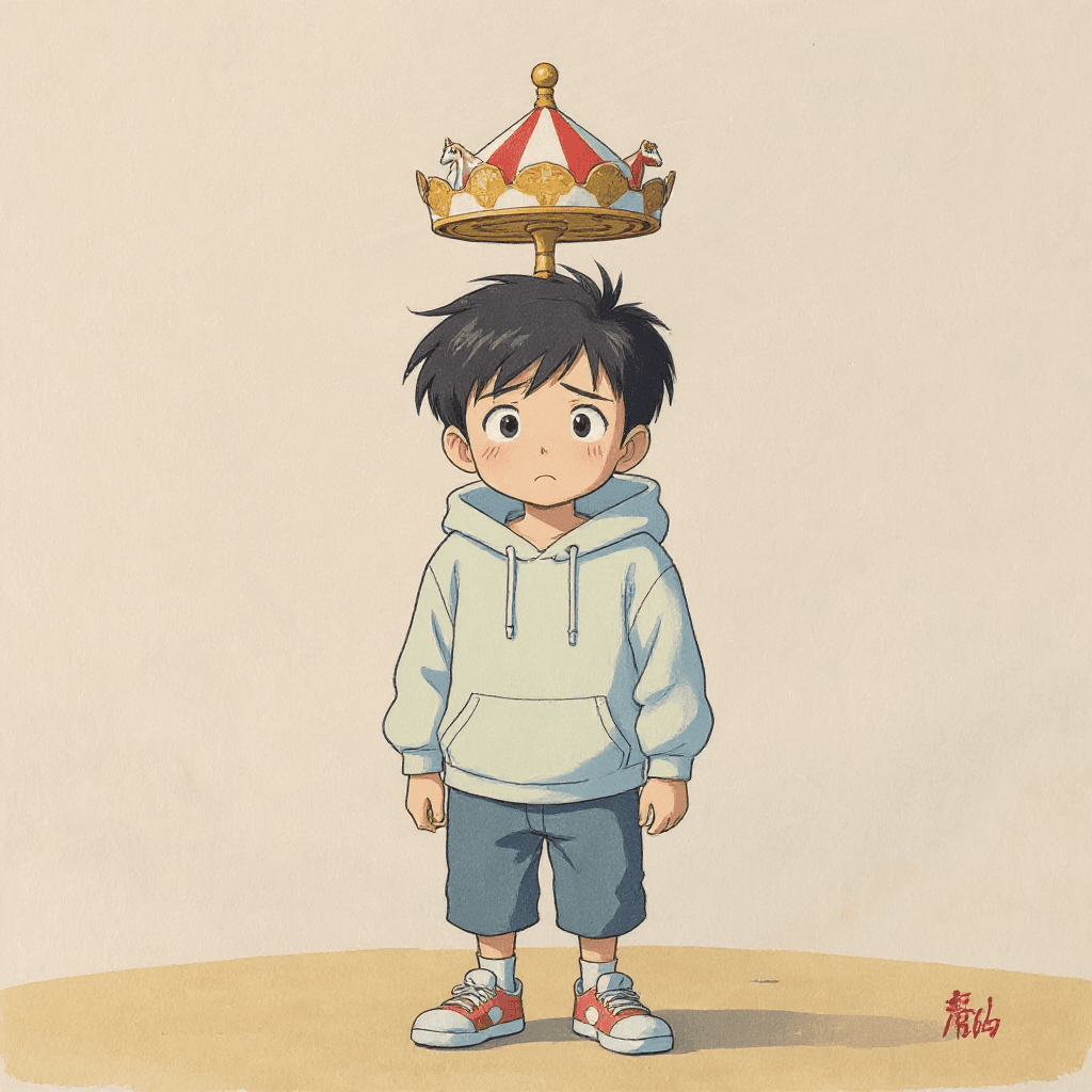 AI generated: the same full-body 2D anime illustration in Studio Ghibli watercolor style, cel-shaded look, clean g...