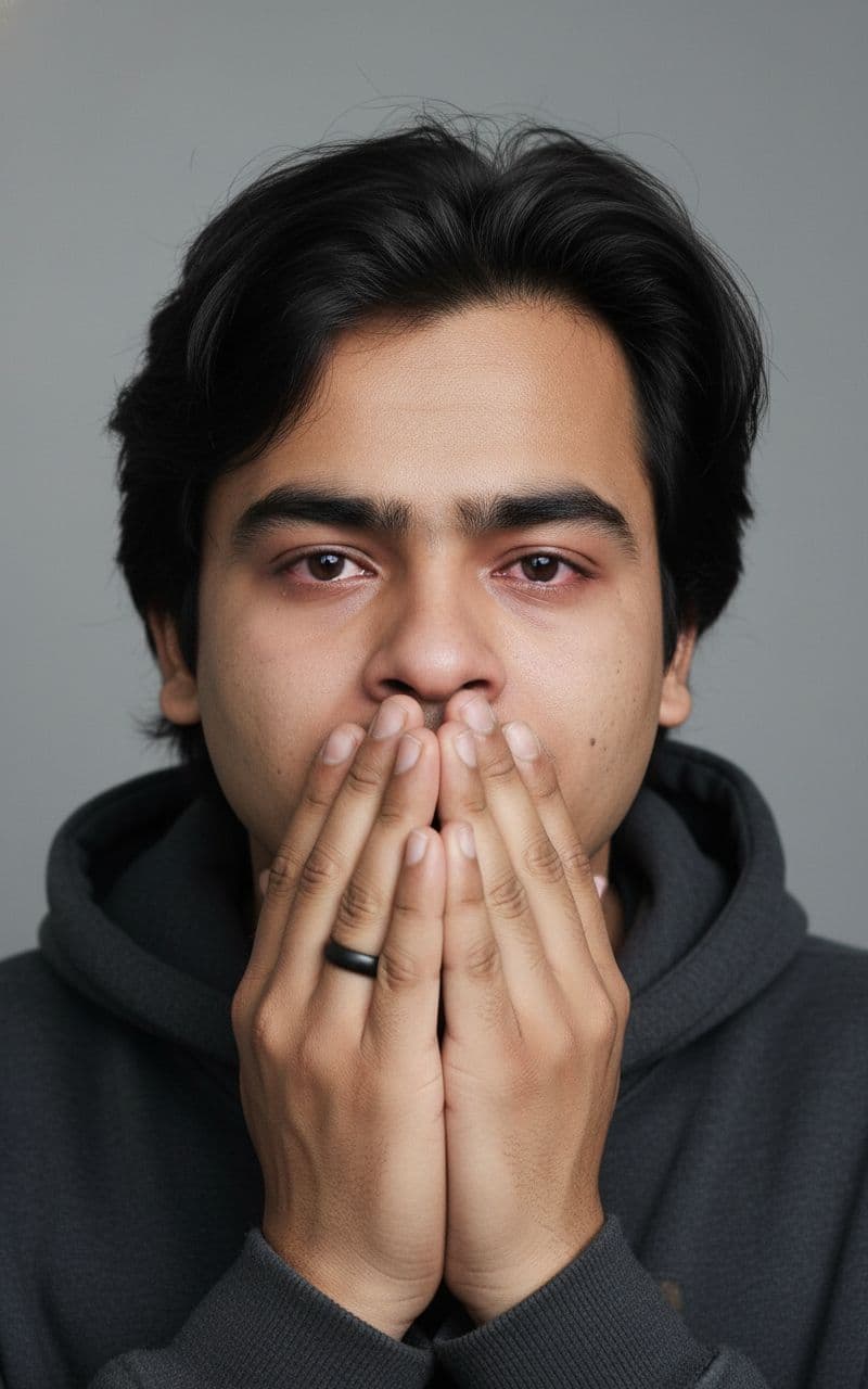 AI generated: 100% face of the photo. Close-up portrait of a young man (face 100% as per attached photo) wearing a...