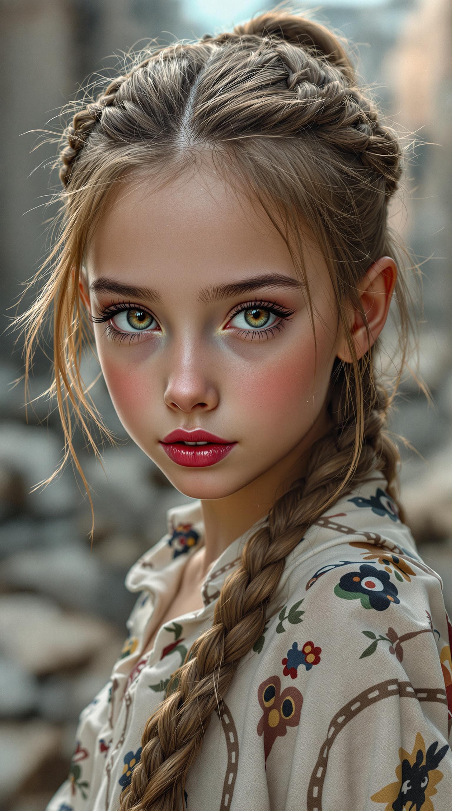 AI generated: a professional photo of a exceptionally beautiful girl in the world (age 10), (ten year old),  Ukrai...