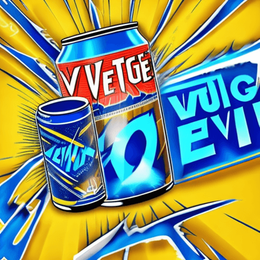 AI generated: a can of energy drink "voltage", with logo thunder and word "voltage", advertising banner, front pos...