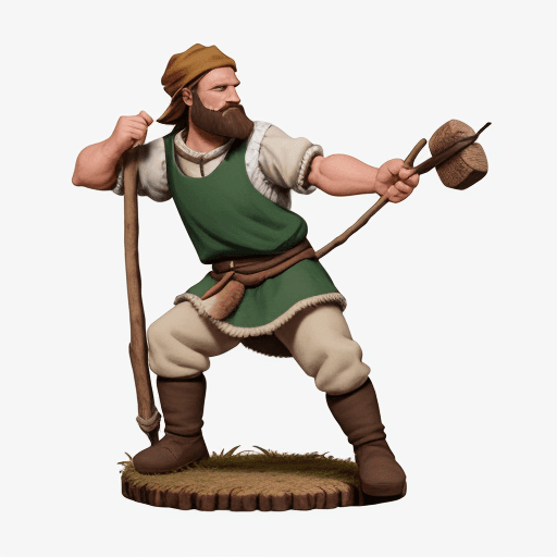 AI generated: peasant logger dnd on white background
