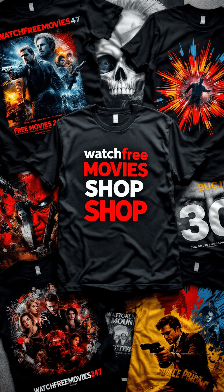 AI generated: Create an image showcasing several T-shirts with bold and dynamic designs inspired by action and cri...