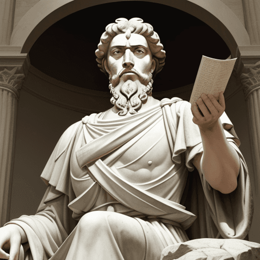 AI generated: Image of the philosopher Marcus Aurelius, Strong and Mighty