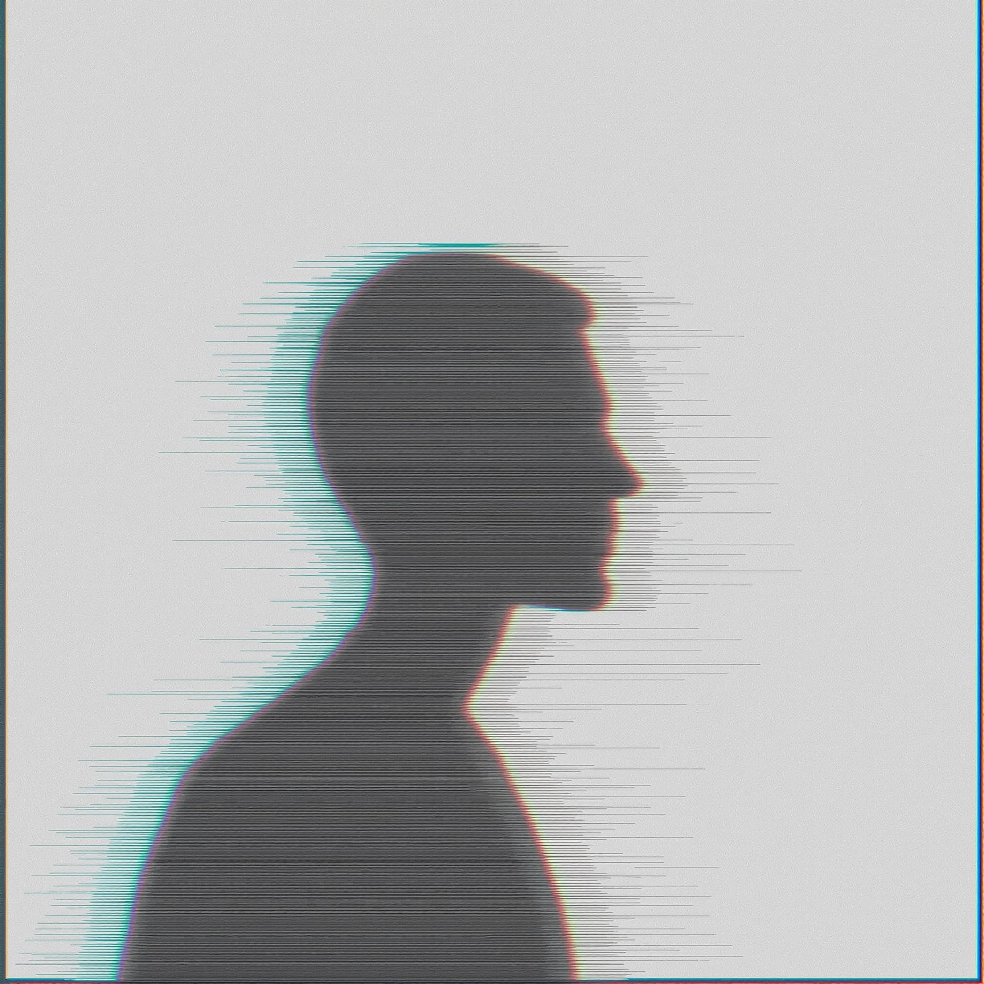 AI generated: glitch art with linear distortion, horizontal scan lines and digital interference, vertical portrait...