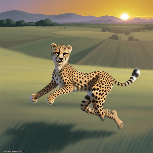 AI generated: Fearless cheetah, sprinting across the grasslands, with sleek body and lightning speed, by Pixar Ani...