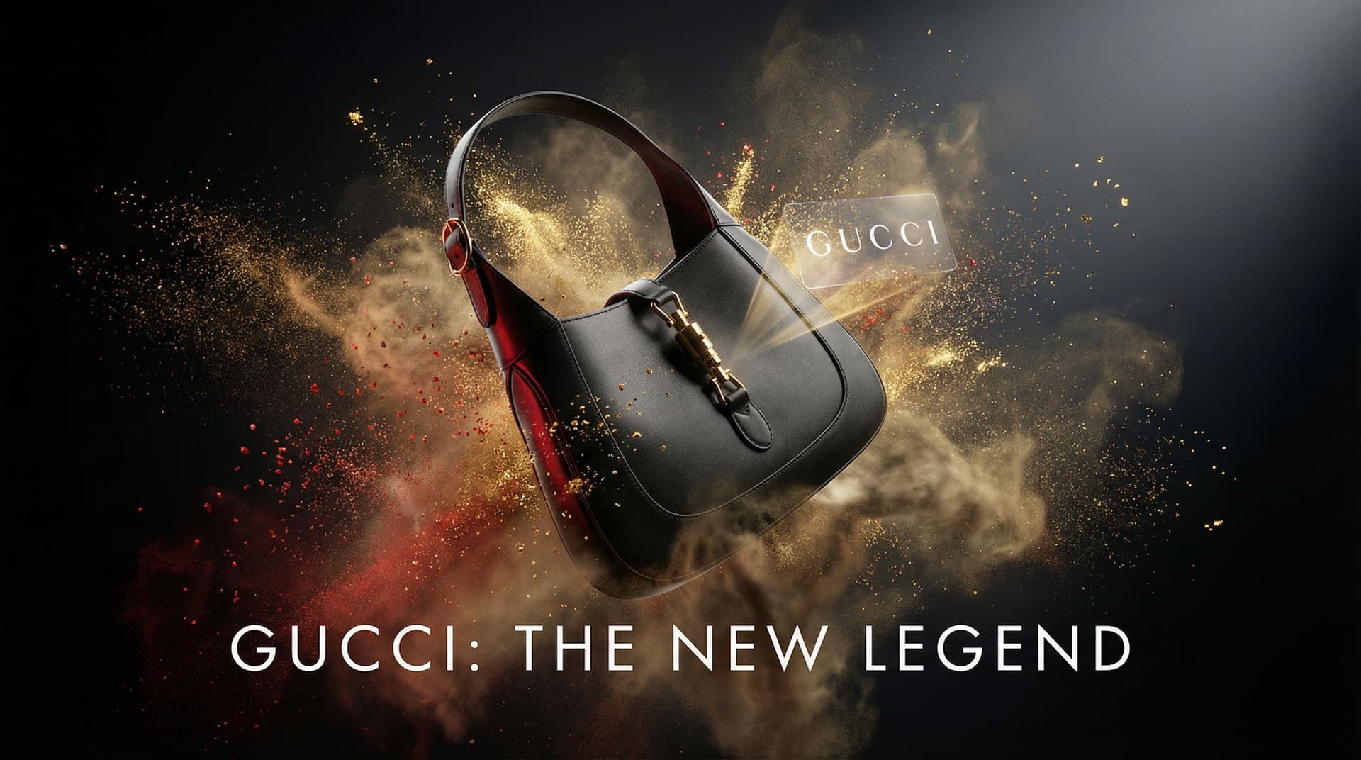 AI generated: 为[gucci 产品]打造的电影级3D动作广告，捕捉极具冲击力的中速动作精彩瞬间，运用戏剧化的摄影棚灯光、具有动感的粒子特效和极具感染力的慢动作，呈现出震撼人心的效果。
超逼真的渲染、锐利的细节、光鲜...