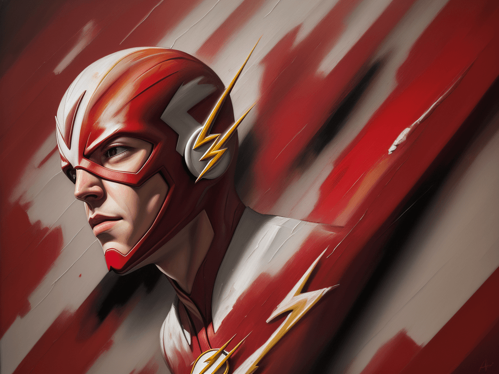 AI generated: the flash, impasto technique, oil painting, contemporary era, primarily monochromatic with accents o...