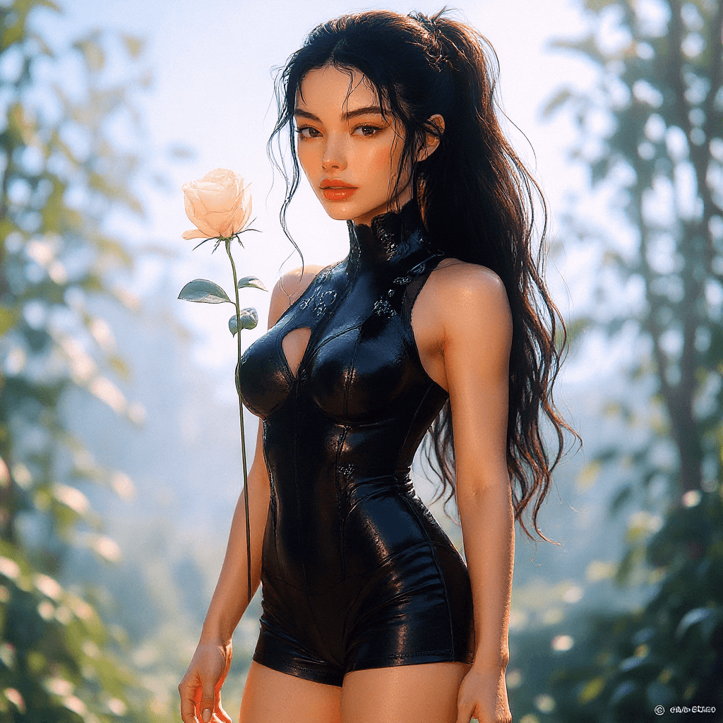 AI generated: Beautiful . Voluptuous  tall woman. Pony tail. Objectively beautiful. Exotically Entrancing. More be...