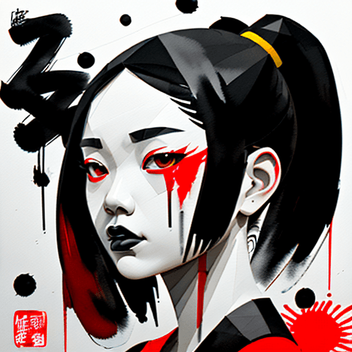 AI generated: aesthetic, 2 tone, black and white, simplified shapes, figurative, style mix of acrylic painting, wa...