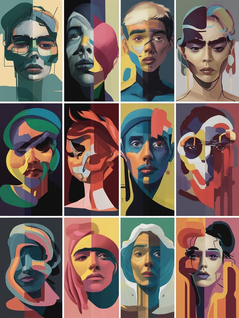 AI generated: A captivating collection of abstract paintings that delve into the connection between color, shape, ...
