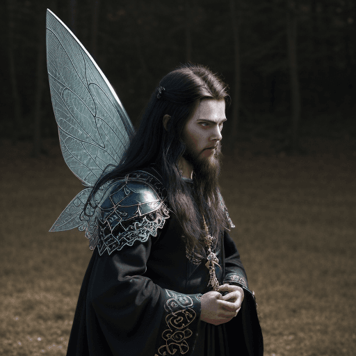 AI generated: (fabled character of fairy tale1:3) from the dark kingdom, with hyper-realistic details - hair blowi...