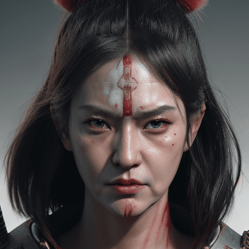 AI generated: trump face feature, Warrior close-up portrait ,Samurai armor, sakura, blood, katana,
all sorts of ev...