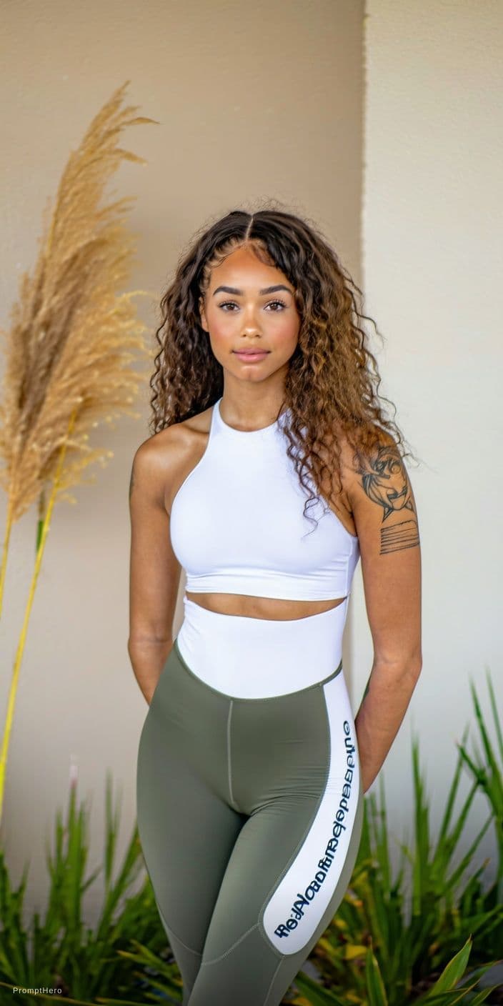 AI generated: {   "subject": {     "gender": "female",     "age": "young adult 18",     "skin_tone": "mixed race "...
