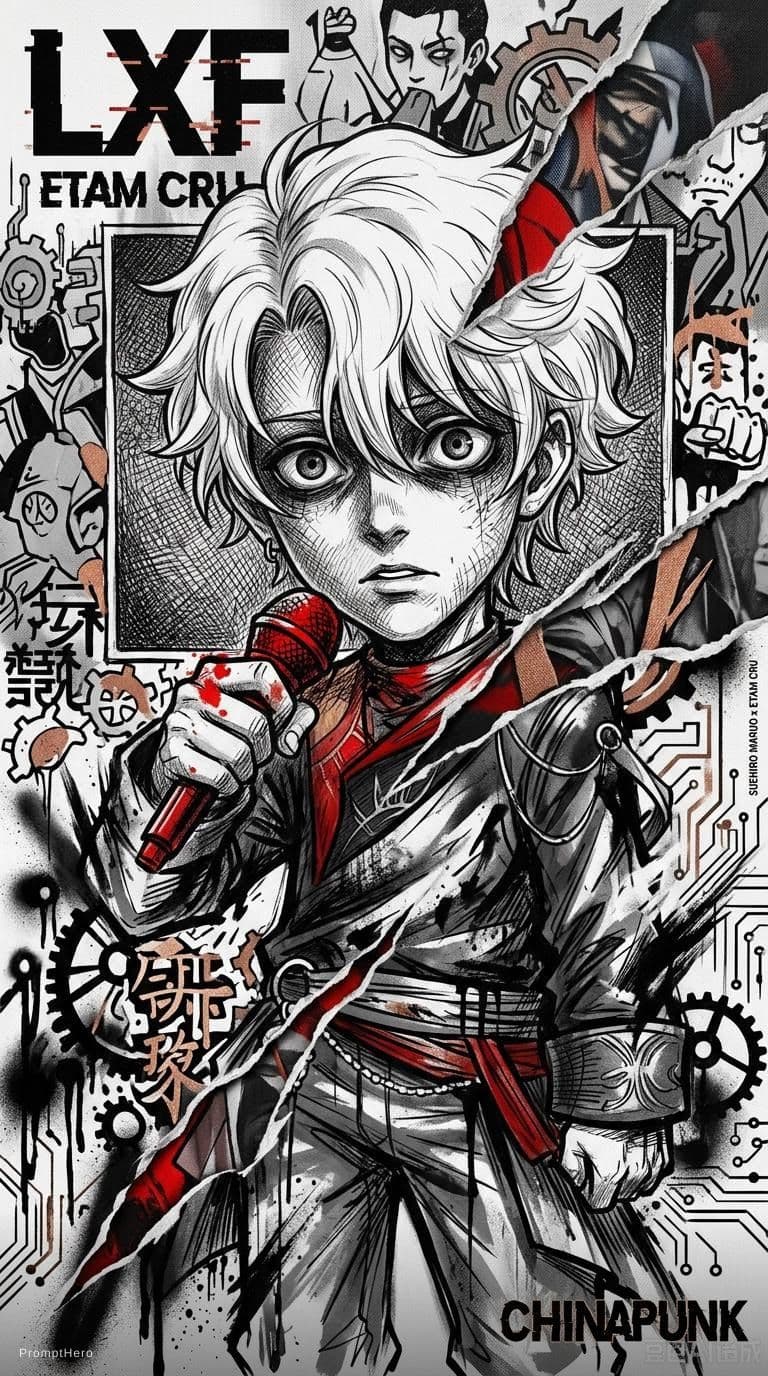 AI generated: the original artist painting for the lxf book, in the style of suehiro maruo, monochrome portraits, ...