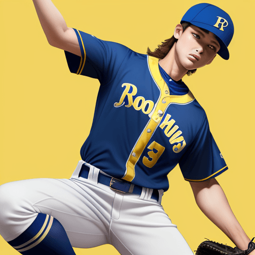 AI generated: Baseball uniform with royal blue and yellow color, 
