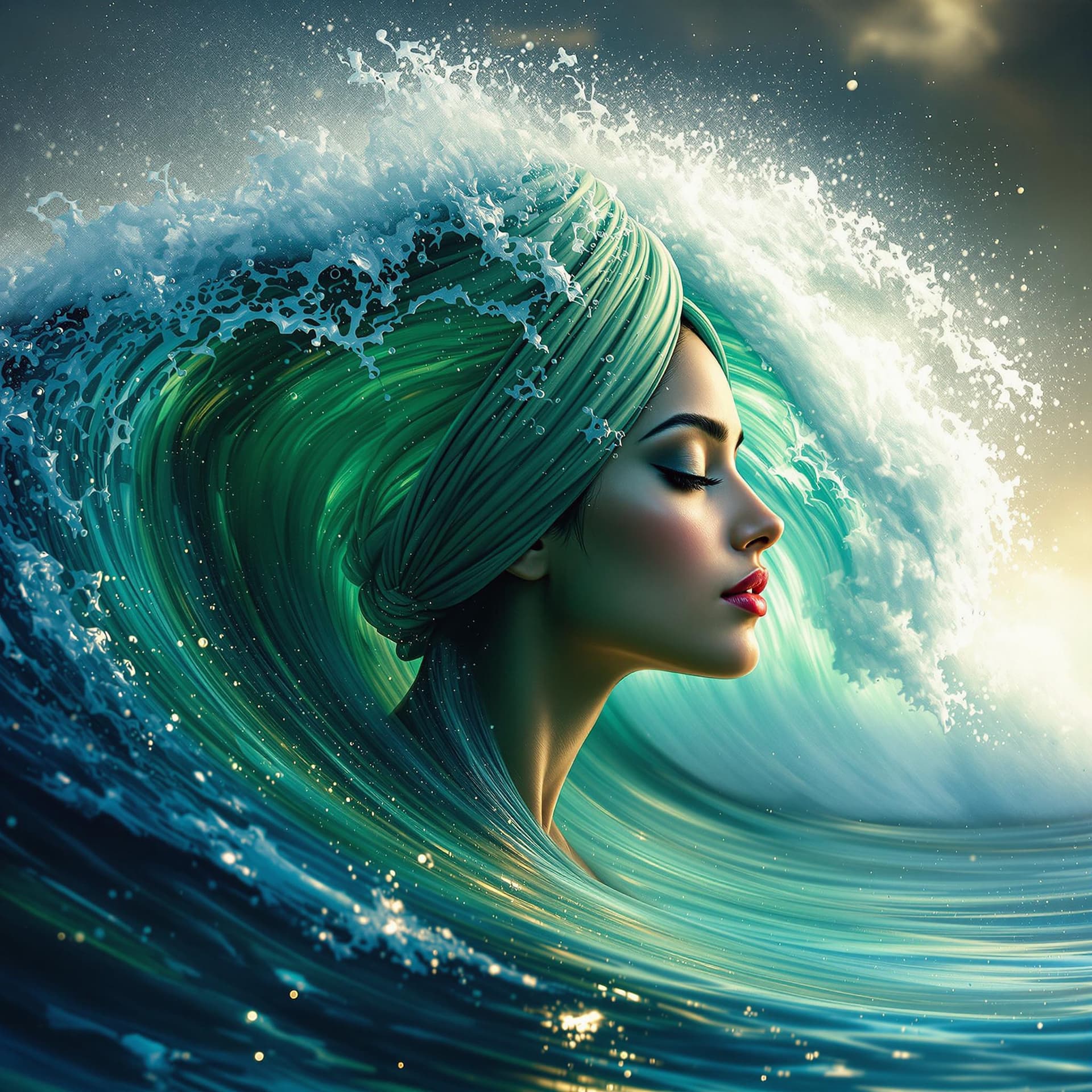 AI generated: An image of a digital art piece where a Indian woman's profile is harmoniously blended with a powerf...