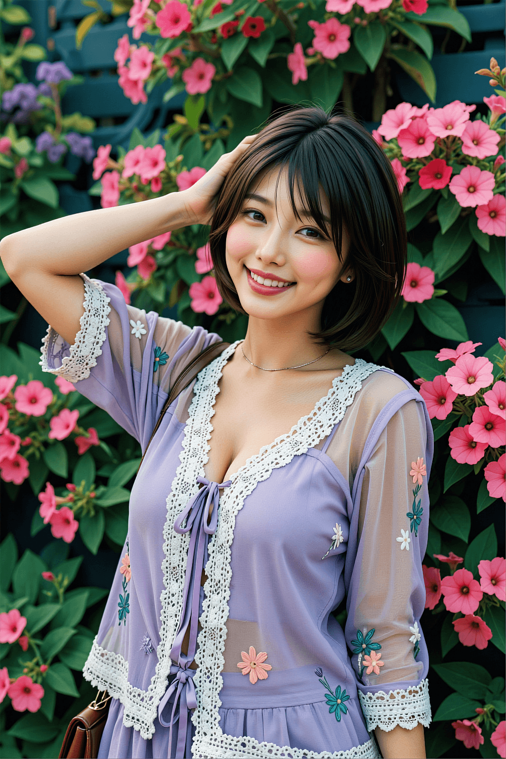 AI generated: A highly detailed, photorealistic, cinematic medium shot of a charming young East Asian woman posing...