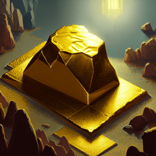 AI generated: Highly detailed of a giant gold nugget, isometric style, highly detailed, digital painting, sharp fo...