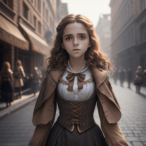 AI generated: there is a woman in a costume that is walking down the street, character photography, inspired by He...