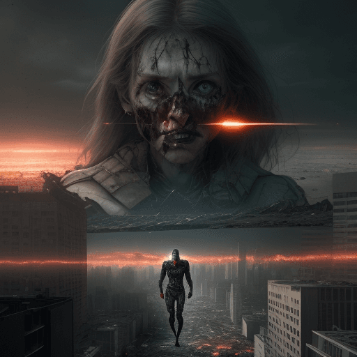 AI generated: A realistic photo of vengeful, human, Future, Outlook, fearless, after apocalypse, photorealistic, u...
